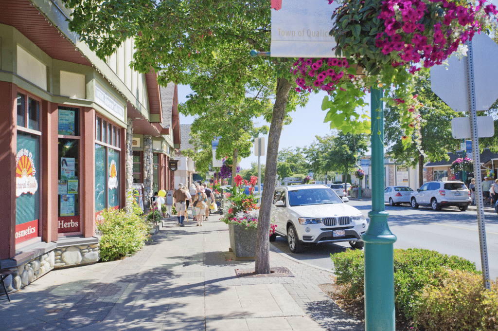 A photo of downtown qualicum beach, featured on the qualicum beach business directory page.